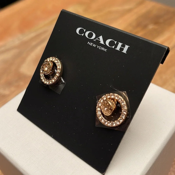 NWT Coach Gold Halo Stud Earrings - Picture 2 of 7